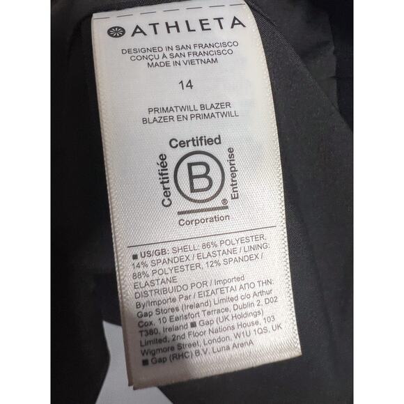 Athleta Endless Blazer Primatwill Jacket Black Size 14 Tie Waist - Picture 10 of 10
